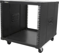 19" 4 Post 9U Mobile Open Frame Server Rack, Rolling Rack for Narrow Spaces, Small Data Rack with Casters, 22.1in/56.2cm high, Weight capacity 297.7lb/135kg, TAA Compliant