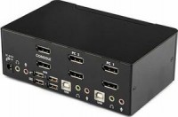 2-Port DisplayPort Dual-Monitor 4K KVM Switch, 6xDP, 4xUSB2.0, 2xUSB-B, 2x3.5mm Mini-Jack,