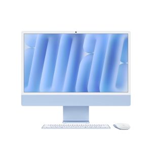 Apple MWV13X/A, iMac AIO, 24" Retina Screen, Apple M4 (10-core CPU, 10-core GPU), 16GB RAM, 256GB NVMe SSD, Keyboard+Mouse, Wireless AX+Bluetooth, MacOS Sequoia, Blue