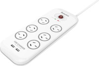 6 Outlet Surge Protected Powerboard, 2 Meter with Dual USB Ports, 5V, 2.4A
