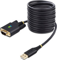 10ft (3m) USB to Serial Adapter Cable, COM Retention, FTDI, DB9 RS232, Interchangeable DB9 Screws/Nuts, Windows/macOS/Linux, Rugged TPE housing; Copper Shielding