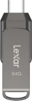 *Limits Apply, contact your AM* Lexar LJDD400064G-BNQNG, JumpDrive D400, Titanium,64GB, USB3.1 Type-A and Type-C, Read Speed: Up to 130MB/s, 5 Year Warranty