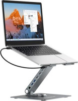 Adjustable Aluminium Laptop Stand with 6-Port USB-C Docking Station, Dual 4K HDMI Display, Compatible with laptops from 10 to 17 inches