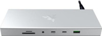 14 Port USB 4 Dock, 2x USB-A 3.2 Gen 2, 2x USB-A 3.2 Gen 1, 3x USB-C, 1x DP 1.4, 1x HDMI 2.1, GbE Port, 3.5mm Audio Port, SD/MicroSD Card Slot, Aluminium Finish, Dual Monitor Support, Compatible with Windows/macOS, Mercury White