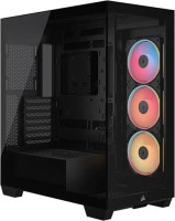 3500X LX-R RGB iCUE LINK Mid Tower PC Case, E-ATX, Tempered Glass, Drive Bays: 2x2.5", 2x3.5", Expansion Slot; 7, Fan: 120mm, Motherboard Support: Mini-ITX, Micro-ATX, ATX, E-ATX, Black