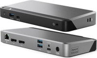 DX2 USB-C Universal Docking Station, 100W Power Delivery, DisplayLink, Dual 4K Display Support, 2xDP, USB-C, 3x USB-A, 3.5mm Combo, GbE, SD/MicroSD, USB-C Cable with USB-A Adapter, 135W AC Adapter