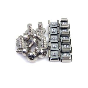 StarTech CABSCREWM62, 100 Pkg M6 Mounting Screws and Cage Nuts for Server Rack Cabinet, Stainless Steel, Silver