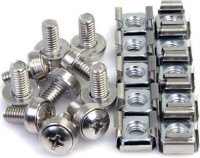 100 Pkg M6 Mounting Screws and Cage Nuts for Server Rack Cabinet, Stainless Steel, Silver