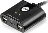 2 Port Peripheral Sharing Switch, 2x4 USB 2.0, 2xPC, 4xUSB 2.0 Ports, Remote Port Selector, Plug and Play, Hot Pluggable