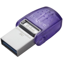 Kingston DTDUO3CG3/64GB, DataTraveler MicroDuo 3C, 64GB, USB3.2, Read Speed: Up to 200MB/s, Purple