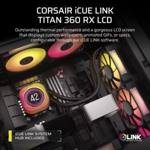 Corsair CW-9061023-WW, iCUE LINK TITAN 360 RX LCD AIO, 360mm Radiator, Liquid CPU Cooler