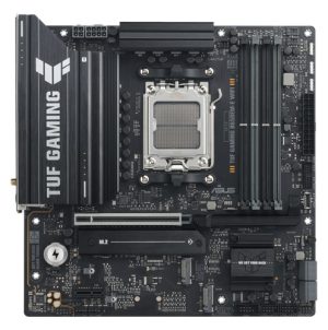 ASUS TUF Gaming B650EM-E WiFi, Micro ATX, AMD AM5, 4xDDR5, 3xM.2, 4xSATA 6Gb/s, RAID, 1xHDMI, 2xDP, 1xPCIe, LAN, Wireless AX+Bluetooth, 1xUSB-C, 7xUSB-A