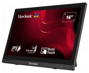 ViewSonic TD1630-3, 15.6" WXGA TN Touch Screen Monitor, 1366x768, 16:9, 12ms, 1xHDMI, 1xVGA, USB, Speakers, VESA, Tilt