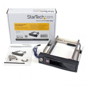 StarTech HSB100SATBK, 5.25in Trayless Hot Swap Mobile Rack for 3.5in Hard Drive - Internal SATA Backplane Enclosure, 2 Years