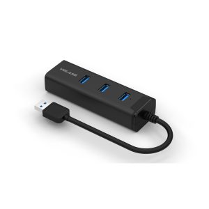 Volans VL-HJ45, Aluminium 3-Port USB3.0 HUB + RJ45 Gigabit Ethernet Adapter, Output: USB3.0: 5Gbps / 10/100/1000M Gigabit Ethernet, LED power indicator