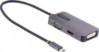 4K USB-C to DVI-I/HDMI/VGA Multiport Video Adapter, Aluminum, Male to Female,