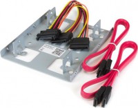 Dual 2.5 SATA Hard Drive to 3.5 Bay Mounting Bracket - 2.5 to 3.5 Hard Drive Mounting Bracket with SATA Power and Data Cabling - HDD/SSD Mounting Bracket for 2.5in/3.5in Drives