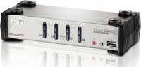 4 Port USB VGA KVMP Switch with Audio, OSD and USB 2.0 Hub - Cables Included