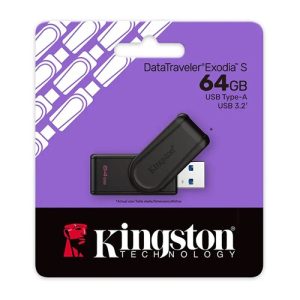 Kingston DTXS/64GB, 64GB Data Traveller Exodia S, Portable, USB 3.2 GEN 1, Black
