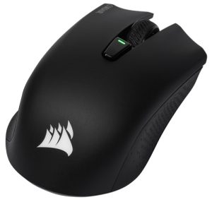 Corsair CH-9311011-AP, Harpoon RGB Wireless Gaming Mouse, Slip Stream Technology, Right-handed, 10,000 DPI, PMW3325 Optical Sensor, 6 Programmable Buttons, Tri-mode (2.4GHz SLIPSTREAM/BT/Wired USB-C), Up to 60Hrs Battery Life, Black