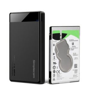 Simplecom SE109, Tool-free 2.5' SATA HDD SSD to USB-C Enclosure, USB 3.2 Gen 1 Compatible with 7mm and 9.5mm laptop 2.5' SATA HDD/SSD