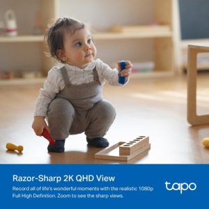 TP-Link Tapo C222, Pan/Tilt AI Home Security Wi-Fi Camera, 2K 4MP QHD resolution., Focal Length: 4 mm Aperture: F2.2, Full 360º horizontal and 110º vertical range for pan and tilt