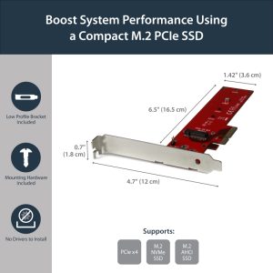 Startech X4 Pci Express To M.2 Pcie Ssd Adapter Pex4M2E1