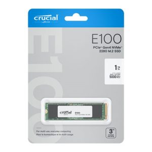 Crucial CT1000E100SSD8, 1TB, Gen4, NVMe SSD, M.2 PCIe4, 5000/4500 MB/s R/W, 80TBW, 350K/460K IOPS, 1M hrs MTTF