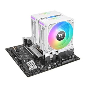 Thermaltake CL-P139-CA12SW-A, ASTRIA 600 ARGB Sync CPU Cooler, Fan Size: 120mmx2, PWM: 500-1800 RPM, Air Flow: 65CFM, White, Intel Socket LGA 2066, 2011, 1851, 1700, 1200, 1156, 1155, 1151, 1150, 1150_x000B, AMD AM5, AM4