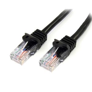 10m Black Cat5e Patch Cable with Snagless RJ45 Connectors