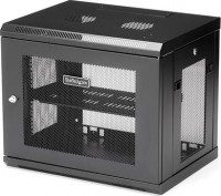 2 Post 9U 19" Wall Mount Network Cabinet, Adjustable Depth 6-15", Locking IT Switch Depth Enclosure, Vented