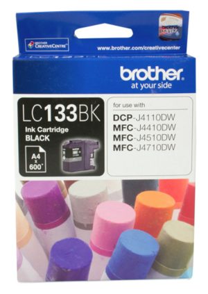 Brother LC-133BK, Black Ink Cartridge To Suit DCP-J4110DW, MFC-J4410DW ,J4510DW, J4710DW - UP TO 600 PAGES [LC-133BK]