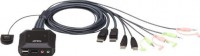2 Port USB 2.0 DisplayPort 1.2 4096x 2160@30Hz KVM Cable Switch with Audio