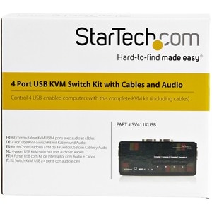 Startech SV411KUSB, 4 Port Usb KVM Switch Kit with Cables and Audio, Black