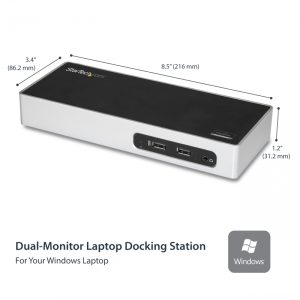 StarTech DK30ADD, dual monitor USB 3.0 docking station for Mac and Windows expands the display capabilities of your laptop with flexible video output: HDMI and DVI or HDMI and VGA