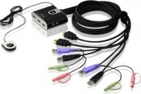CS692 2 Port KVM Switch, 1xHDMI, 2xUSB-A, 2x3.5mm Audio Jack