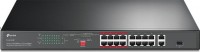 16-Port 10/100 Mbps + 2-Port Gigabit Rackmount Switch with 16-Port PoE+, Up to 150W for all PoE ports, Up to 30W for each PoE port