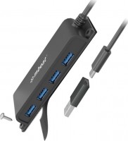 Mountable 4-Port USB-A & USB-C Adapter Hub