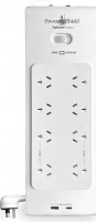 ZapGuard 8 Way Power Surge Board, 2xUSB, Wall Mount, White,