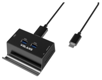 Aluminium USB-C to 3xUSB3.0 Hub + Multi Card Reader with Phone & Tablet Stand