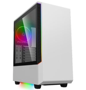 ACase GT-004 WH, Panda RGB ATX Gaming Case, Mid Tower, Tempered Glass Side Panel, Drive Bays: 2x3.5", 2x2.5", Expansion Slots: 7, Motherboard Support: E-ATX/ATX/M-ATX/Mini-ITX, Pre-Installed Fan: 1x120mm, ARGB, White,