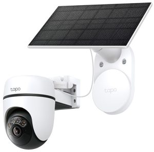 TP-Link TC90 KIT, KIT, Tapo Solar Powered Security Camera Kit, 2K/3MP, IR LED Full-Colour Night Vision, Built-in Spotlight, 2-way Audio, 1x MicroSD Card Slot up to 512GB, IP65, 360 Degrees AI Tracking, 1x Solar Panel